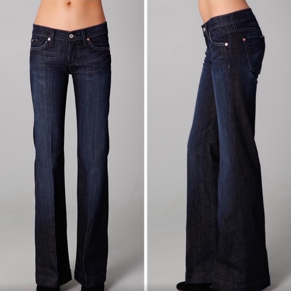 7 for all mankind  Dojo Flare Leg Jeans - Blue, 30 - Picture 1 of 7